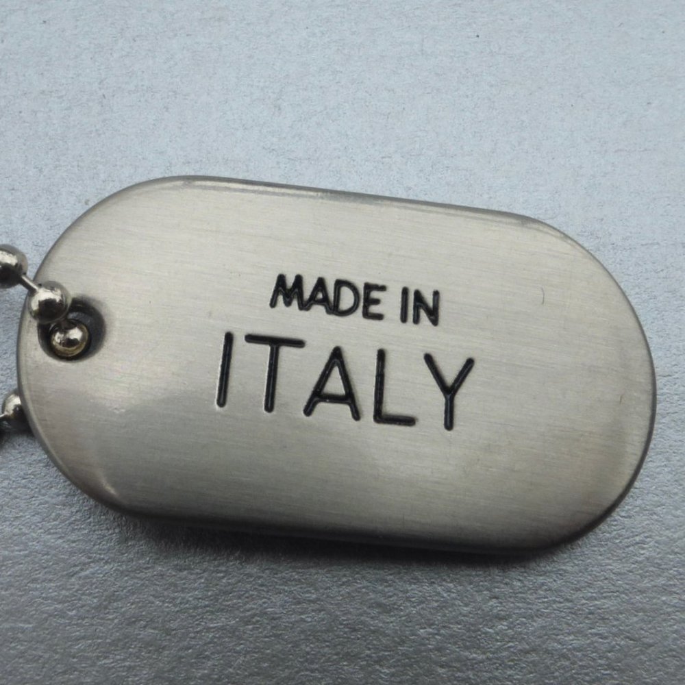 Made In Italy Key Chain Holder Brushed Metal Tag
